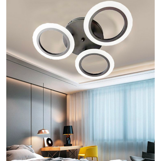 Lustra LED MARA 41W, 3 Cercuri, lumina Rece/Calda/Neutra, Negru