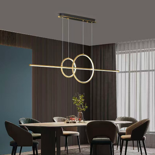 Lustra LED suspendata cu telecomanda CASSANDRA 40W, Liniara, lumina Rece/Calda/Neutra, Dimabila, Auriu, Inaltime Reglabila