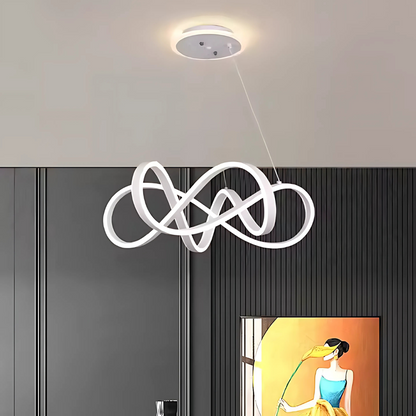 Lustra LED suspendata cu telecomanda INFINITY HALO 69W,  lumina Rece/Calda/Neutra, Dimabila, Alb, Inaltime Reglabila