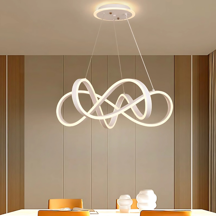 Lustra LED suspendata cu telecomanda INFINITY HALO 69W,  lumina Rece/Calda/Neutra, Dimabila, Alb, Inaltime Reglabila