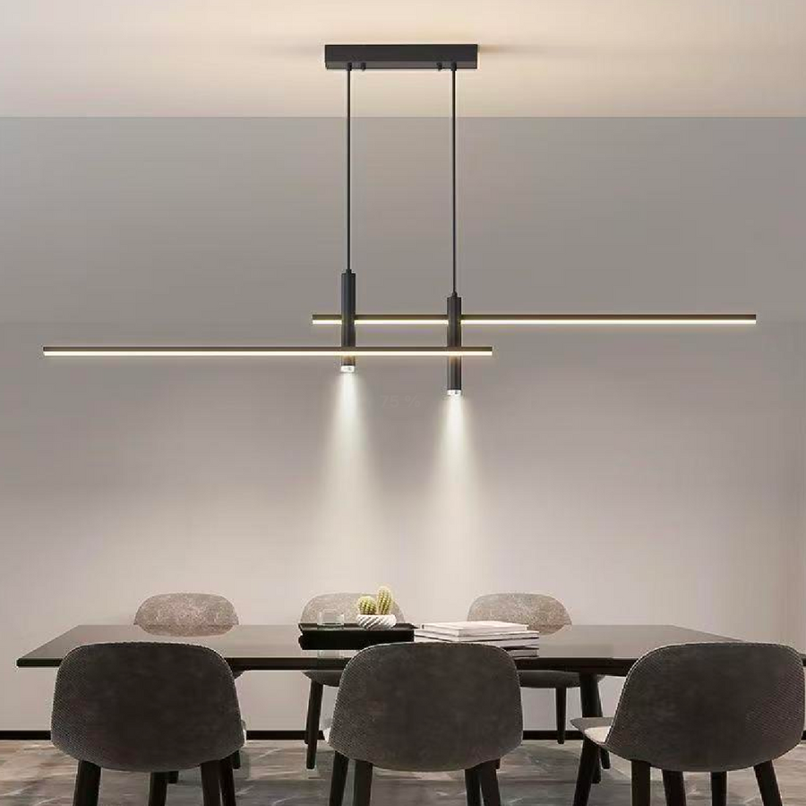 Lustra LED suspendata RINA 50W, Liniara, lumina Rece/Calda/Neutra, Negru, Inaltime Reglabila