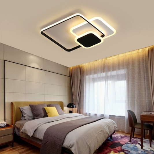 Lustra LED cu telecomanda ANEMONA 71W, 3 Patrate, lumina Rece/Calda/Neutra, Dimabila, Negru