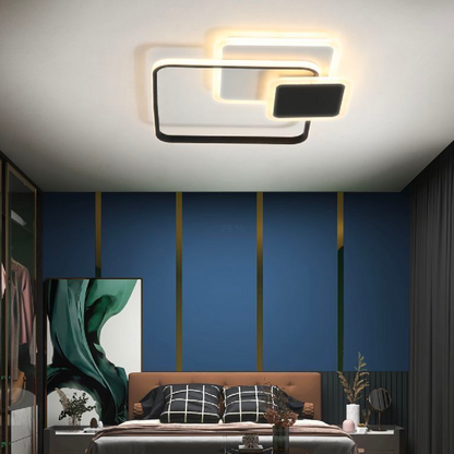 Lustra LED cu telecomanda ANEMONA 71W, 3 Patrate, lumina Rece/Calda/Neutra, Dimabila, Negru