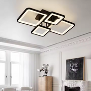Lustra LED cu telecomanda ELLA 67W, 4 Patrate, lumina Rece/Calda/Neutra, Dimabila, Negru