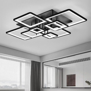 Lustra LED cu telecomanda ELLA 186W, 8 Patrate, lumina Rece/Calda/Neutra, Dimabila, Negru