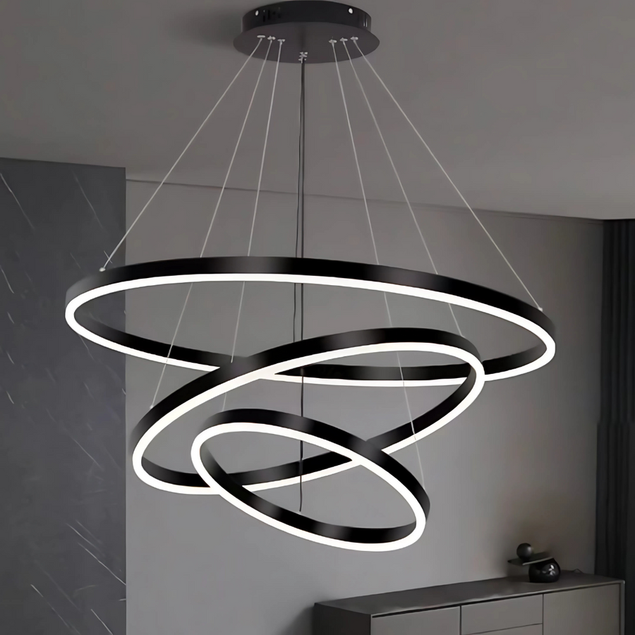 Lustra LED suspendata PAGANO 95W, Lumina Rece/Calda/Neutra, Negru, Inaltime Reglabila