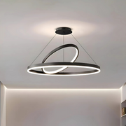 Lustra LED Suspendata PAGANO 47W, 3000K/4000K/6000K, 2 Cercuri, Negru, Inaltime Reglabila