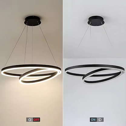 Lustra LED Suspendata PAGANO 47W, 3000K/4000K/6000K, 2 Cercuri, Negru, Inaltime Reglabila