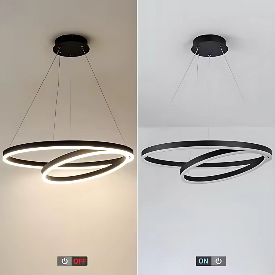 Lustra LED Suspendata PAGANO 47W, 3000K/4000K/6000K, 2 Cercuri, Negru, Inaltime Reglabila
