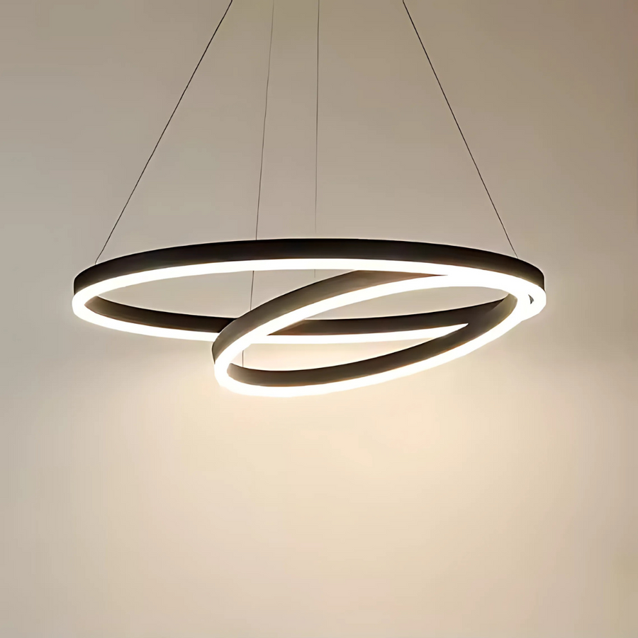 Lustra LED Suspendata PAGANO 47W, 3000K/4000K/6000K, 2 Cercuri, Negru, Inaltime Reglabila