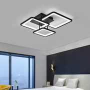 Lustra LED cu telecomanda ZOE 46W, 3 Patrate, lumina Rece/Calda/Neutra, Dimabila, Negru