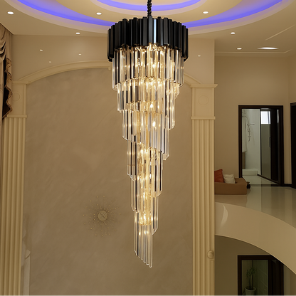 Candelabru Cristal BLOIS Ascendere, 28xE14, Diametru 60cm, Negru, Inaltime Reglabila