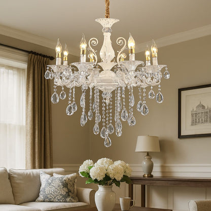 Candelabru Cristal SANSSOUCI Magno, 8xE14, Diametru 68cm, Alb