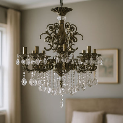Candelabru Cristal SANSSOUCI Magno, 8xE14, Diametru 65cm, Alama Antichizata
