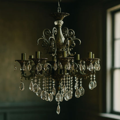 Candelabru Cristal SANSSOUCI Magno, 8xE14, Diametru 65cm, Alama Antichizata
