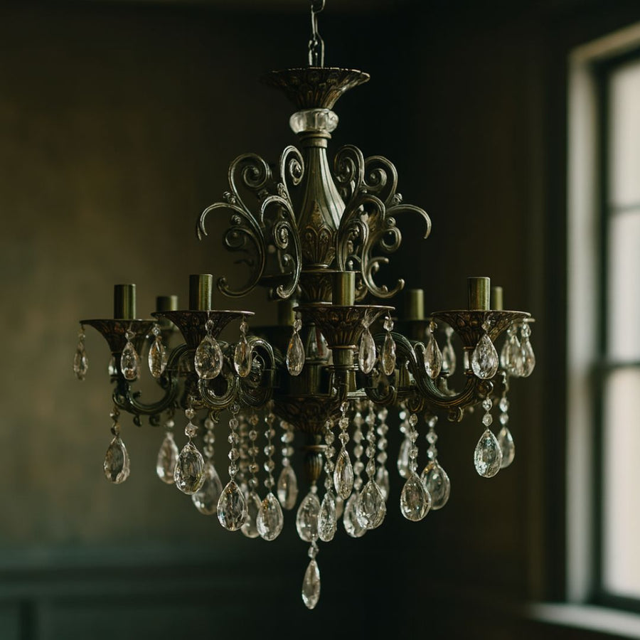 Candelabru Cristal SANSSOUCI Magno, 8xE14, Diametru 65cm, Alama Antichizata