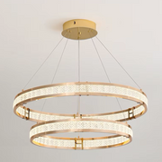 Candelabru Cristal, LINDERHOF Magno, 61W, Diametru 60cm, Lumina Rece/Calda/Neutra, Auriu, Inaltime Reglabila