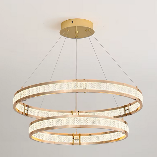 Candelabru Cristal, LINDERHOF Magno, 61W, Diametru 60cm, Lumina Rece/Calda/Neutra, Auriu, Inaltime Reglabila