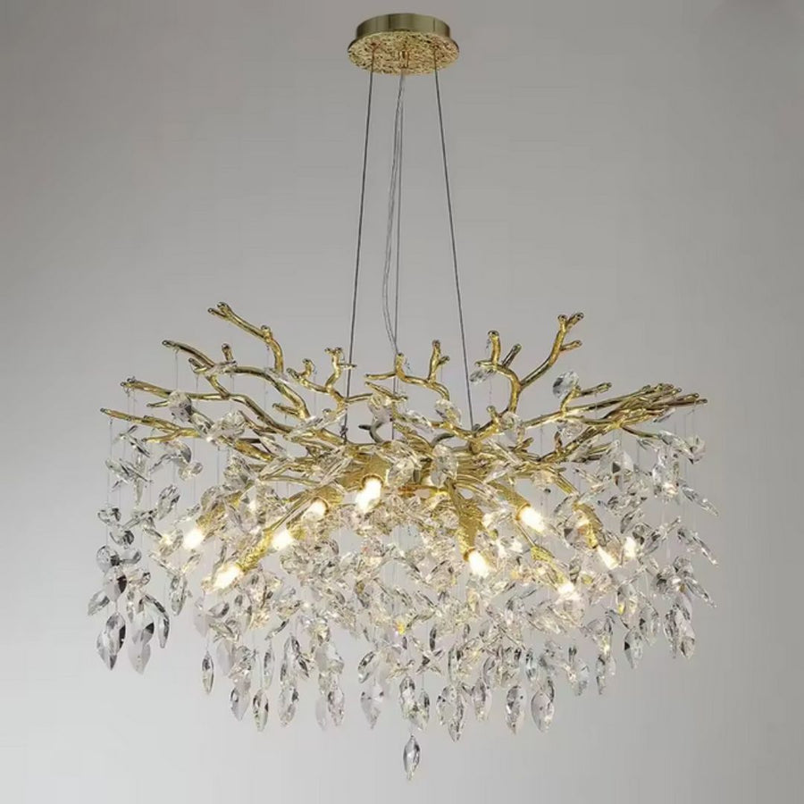 Candelabru Cristal WALTZ Rhapsody, 6xG9, Auriu, Diametru 45cm, Inaltime Reglabila