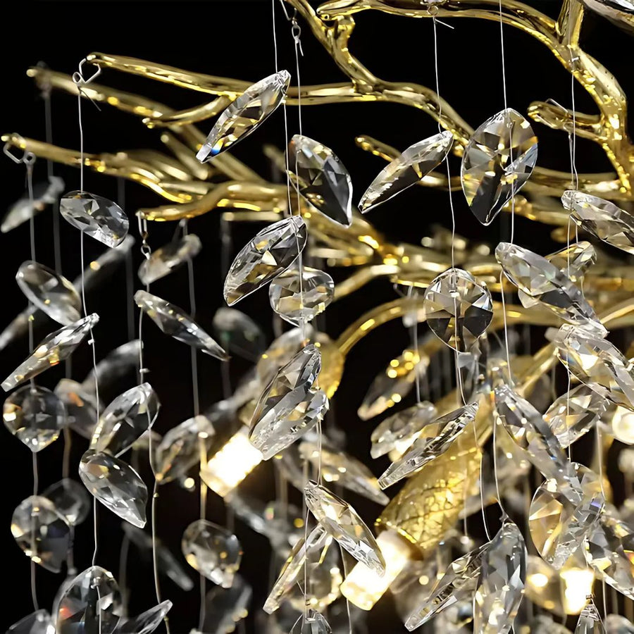 Candelabru Cristal WALTZ Rhapsody, 6xG9, Auriu, Diametru 45cm, Inaltime Reglabila