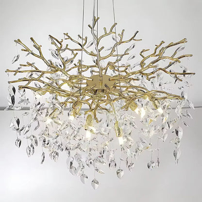 Candelabru Cristal WALTZ Rhapsody, 6x G9, Auriu, 45cm, Inaltime Reglabila, Metal si Cristal