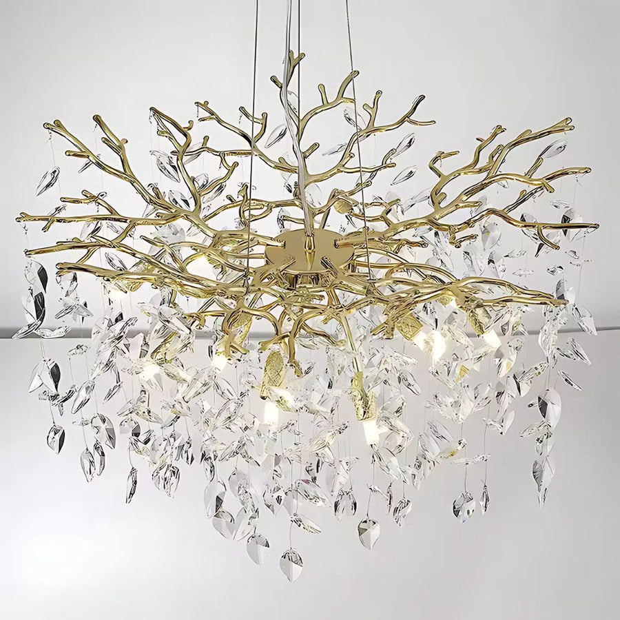 Candelabru Cristal WALTZ Rhapsody, 6x G9, Auriu, 45cm, Inaltime Reglabila, Metal si Cristal