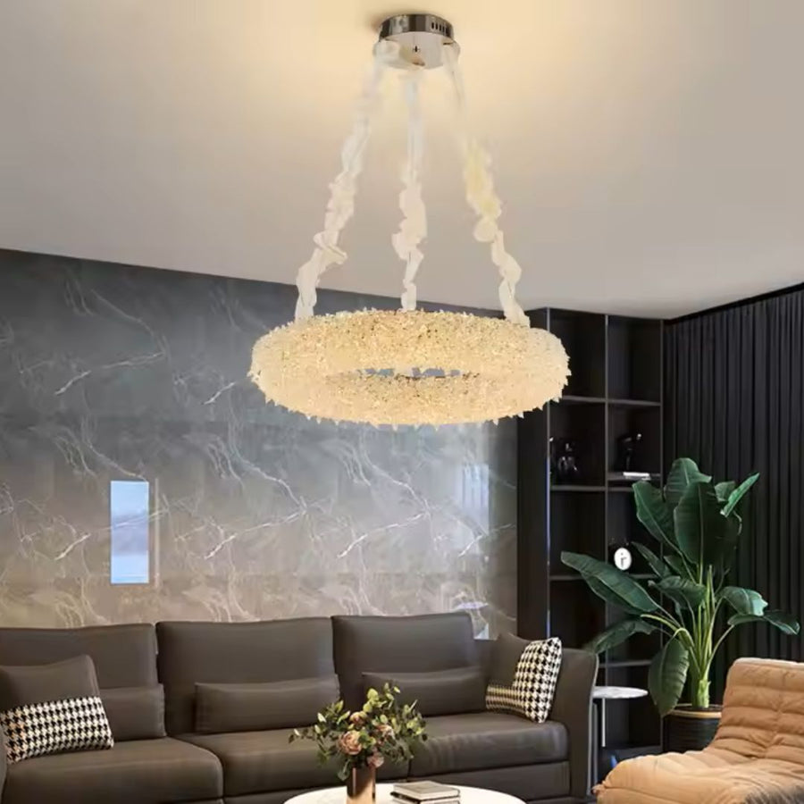 Candelabru Cristal PRAGA Magno, 33W, Lumina Calda/Rece/Neutra, Diametru 55cm, Auriu, Inaltime Reglabila