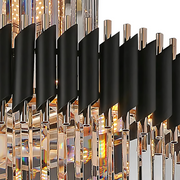 Candelabru Cristal CC900/600X1800, 26xE14, Diametru 60cm, Inaltime 1800cm, Auriu Lucios si Negru, Inaltime Reglabila, Design Elegant