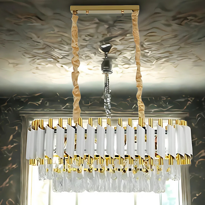 Candelabru Cristal VERSAILLES Regalis, Lungime 80cm, 10xE14, Alb, Inaltime reglabila