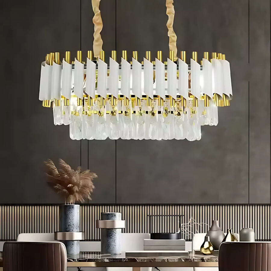 Candelabru Cristal VERSAILLES Regalis, Lungime 80cm, 10xE14, Alb, Inaltime reglabila