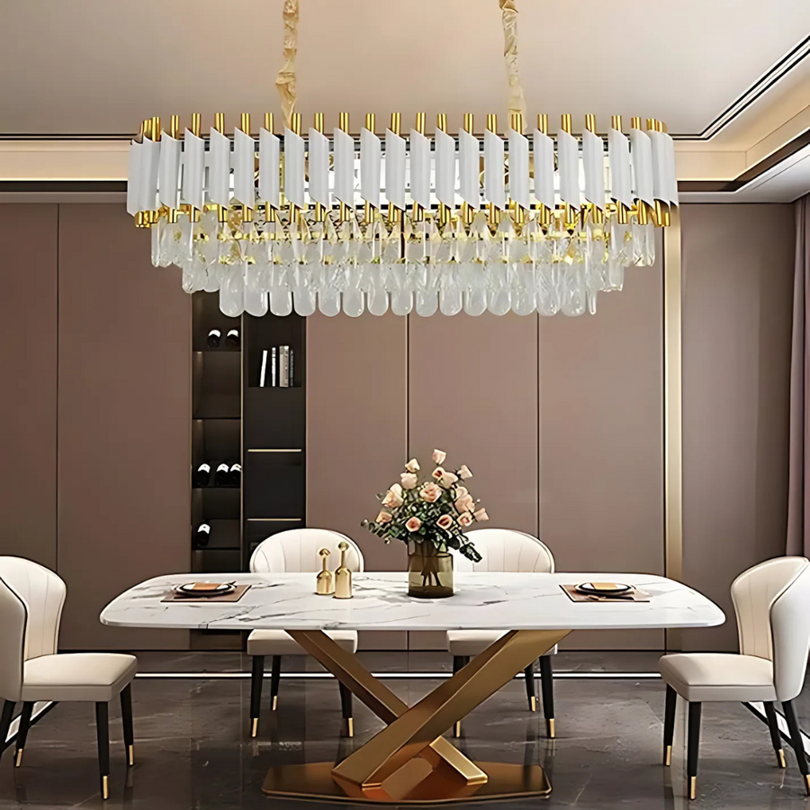 Candelabru Cristal VERSAILLES Regalis, Lungime 80cm, 10xE14, Alb, Inaltime reglabila