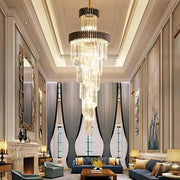 Candelabru Cristal CC900/700X2200, 34xE14, Diametru 70cm, Inaltime 220cm, Auriu Lucios si Negru, Inaltime Reglabila, Design Elegant