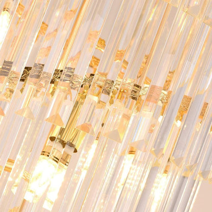Candelabru Cristal CC900/700X2200, 34xE14, Diametru 70cm, Inaltime 220cm, Auriu Lucios si Negru, Inaltime Reglabila, Design Elegant