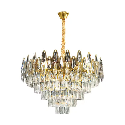 Candelabru Cristal ALHAMBRA Eleganza 8x E14, Diametru 50cm, Auriu Lucios, Inaltime Reglabila