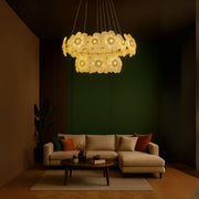 Candelabru Cristal Cadenza Largo, Diametru 76cm, 132W, 3000K4000K6000K, Inaltime reglabila, Auriu