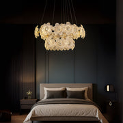 Candelabru Cristal Cadenza Largo, Diametru 76cm, 132W, 3000K4000K6000K, Inaltime reglabila, Auriu