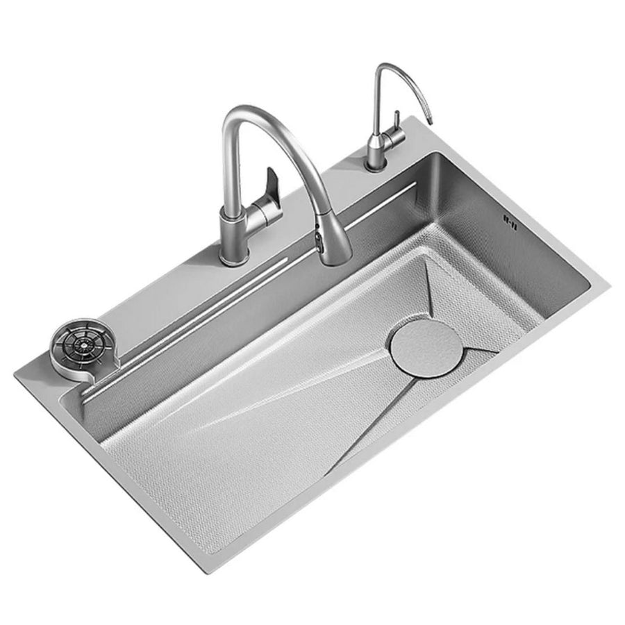 Set Chiuveta Bucatarie Inox, Cuva Universala cu Dop Scurgere, Spalator Pahare, Negru Grafit, 75x45X21cm