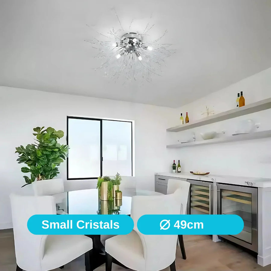 Candelabru Cristal RONDO Vivace, 6x G9, Diametru 50 cm, Argintiu Lucios