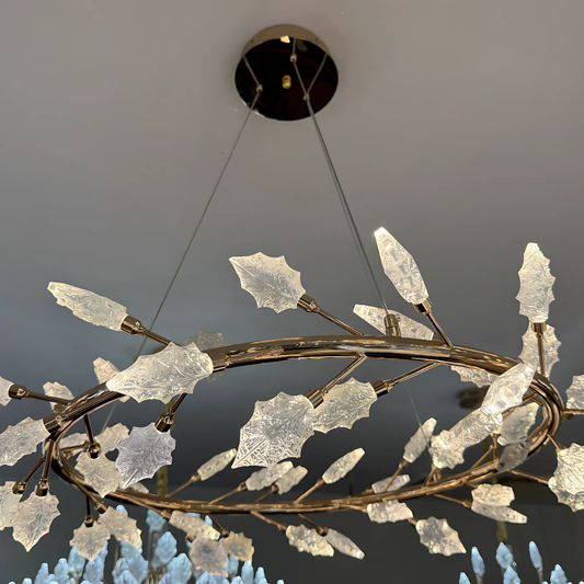 Candelabru Cristal, LED, TOCCATA Largo, 36W, lumina Neutra, Diametru 60cm, Auriu, Inaltime Reglabila