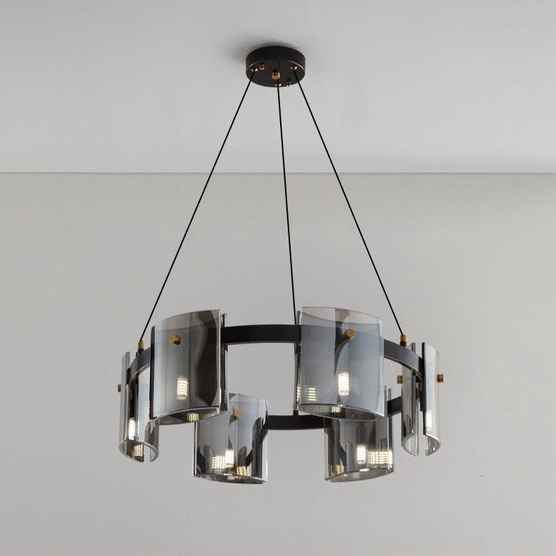 Candelabru Modern, Valmontreux Largo, 6xG9, Diametru 60cm, Negru, Inaltime Reglabila