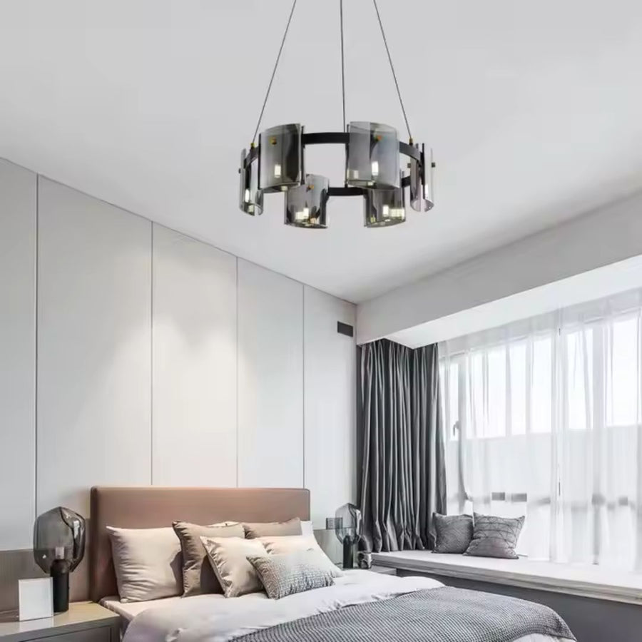 Candelabru Modern, Valmontreux Largo, 6xG9, Diametru 60cm, Negru, Inaltime Reglabila