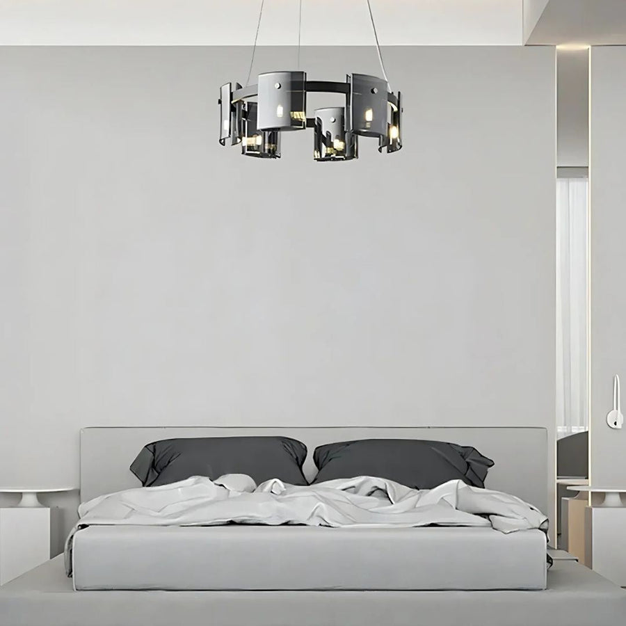 Candelabru Modern, Valmontreux Largo, 6xG9, Diametru 60cm, Negru, Inaltime Reglabila