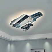 Lustra LED PORTAVION pentru copii, 128W, lumina Rece/Calda/Neutra, Gri Aeronautic