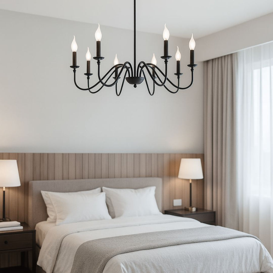 Lustra Metalic AVANT, 92cm, tip Pendul cu brate, Rotunda, 8xE14, Negru
