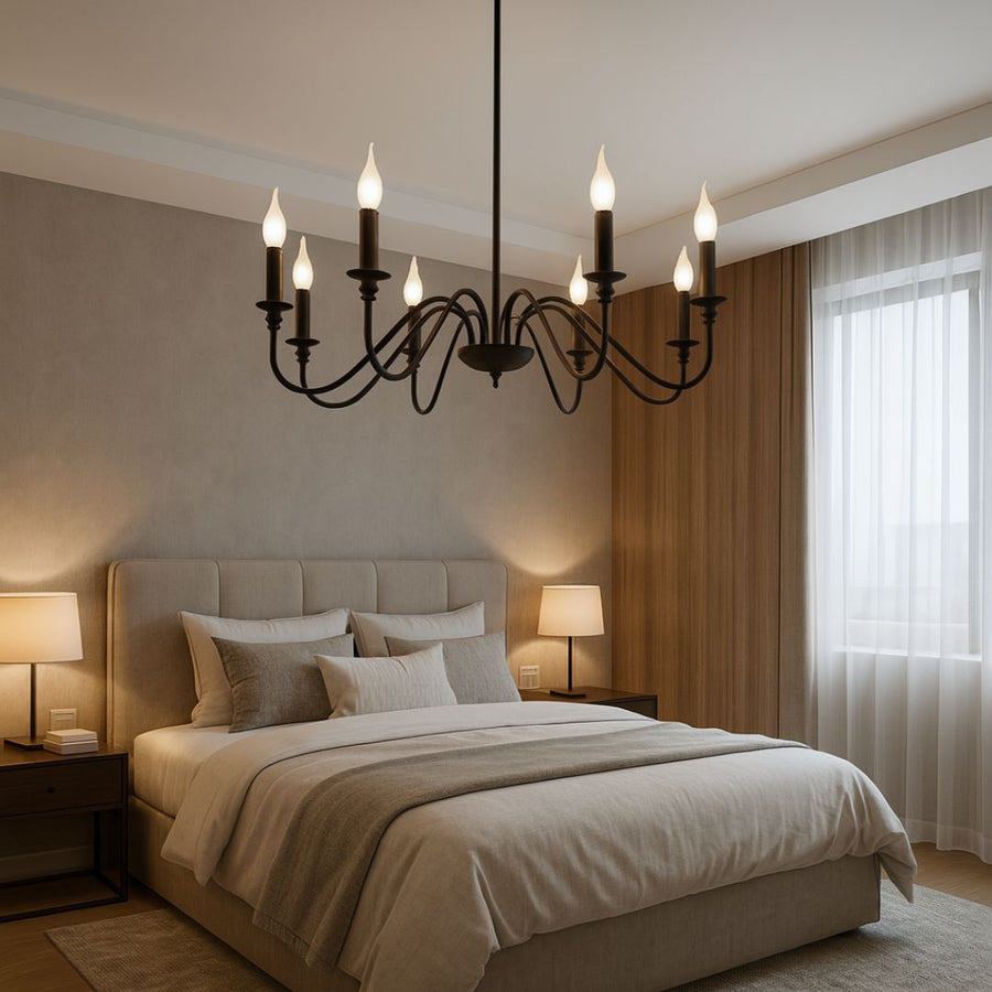 Lustra Metalic AVANT, 92cm, tip Pendul cu brate, Rotunda, 8xE14, Negru