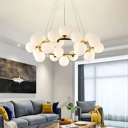 Lustra LOFT Chamber, 25x G9, Alb Auriu, Metal, Inaltime Reglabila, Modern