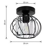 Lustra Monica, 1 X E27, Negru, Metal / Sticla