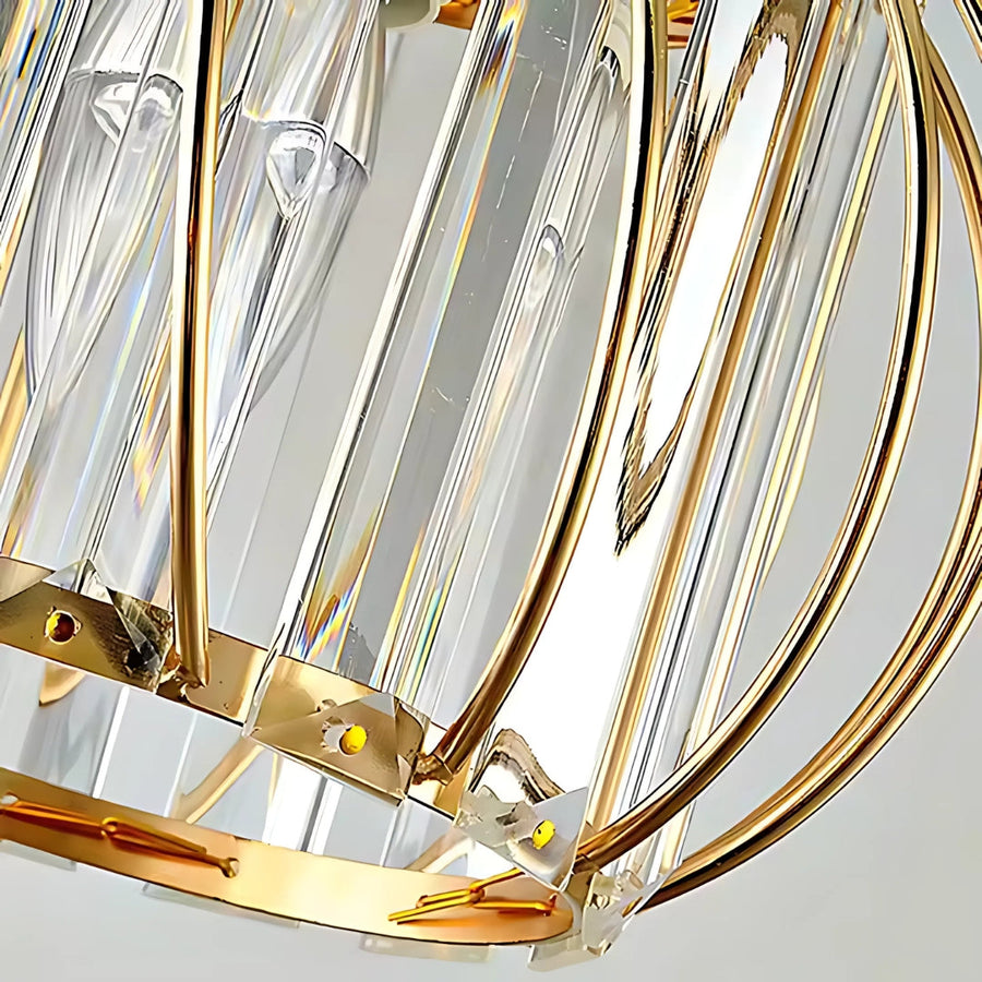 Lustra Cora 1XE27, Auriu, D 16cm, Metal si Cristal