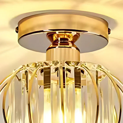 Lustra Cora 1XE27, Auriu, D 16cm, Metal si Cristal