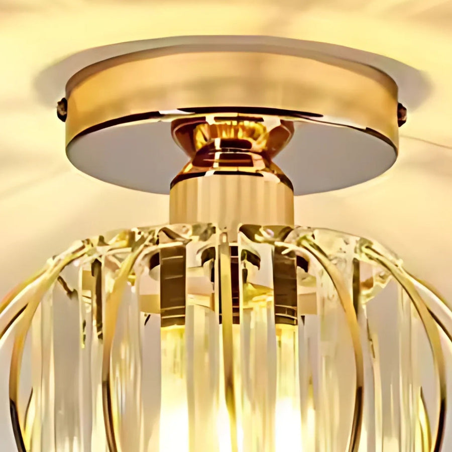 Lustra Cora 1XE27, Auriu, D 16cm, Metal si Cristal